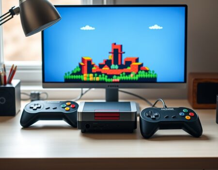 Professional clean featured image representing retro game console with built-in games for article "Retro Game Console with Built-In Games: Buyer's Guide & Comparison"